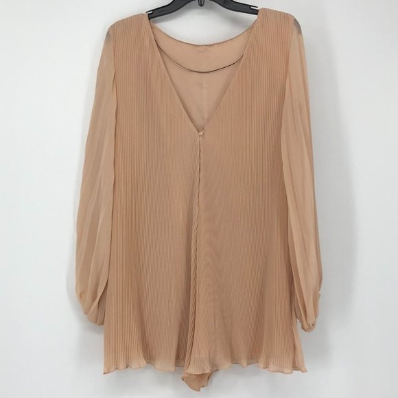 NWT Zara peach pleated parachute sheer sleeve Romper size small - Picture 15 of 15